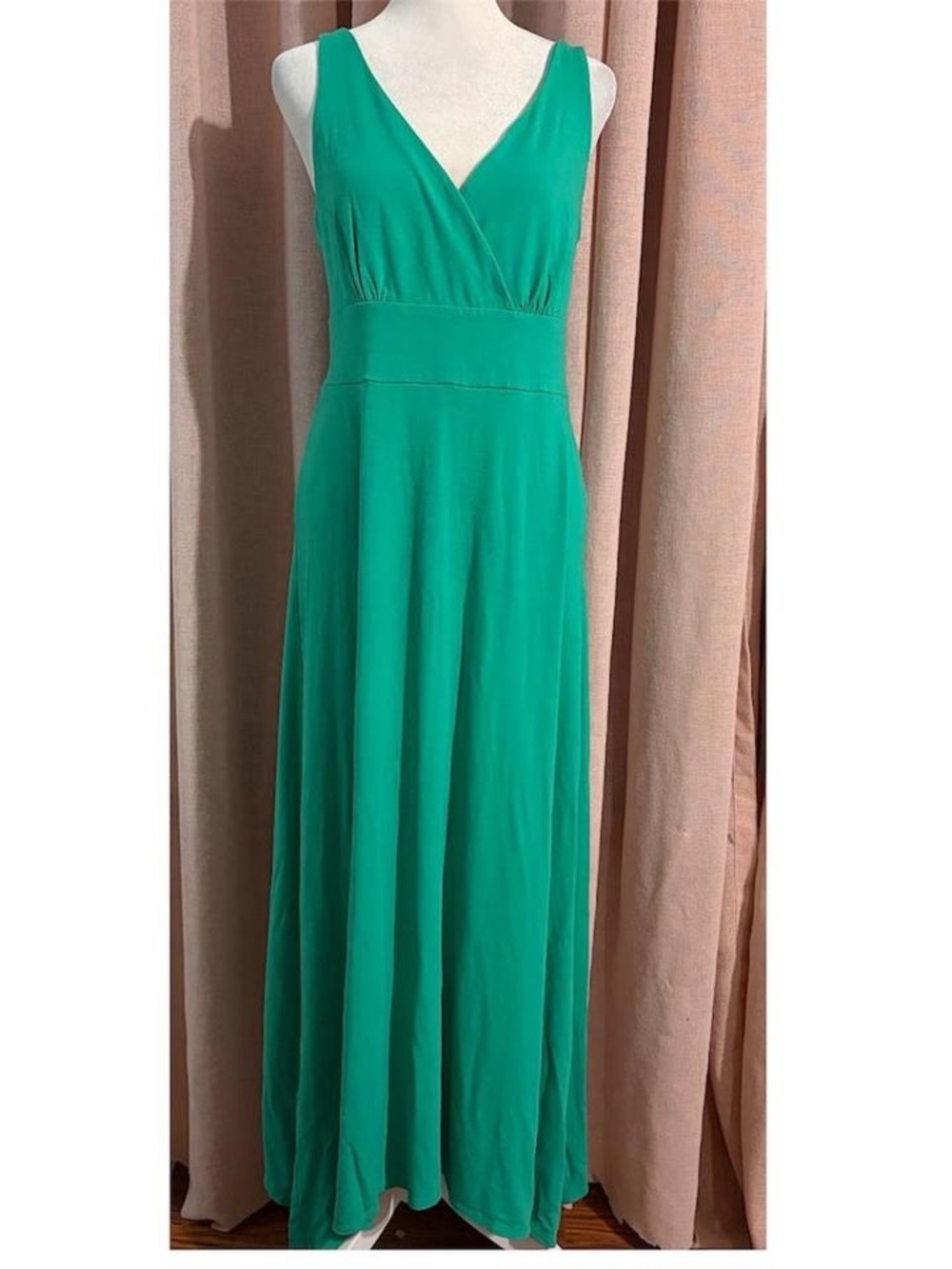 Ann Taylor V Neck Maxi Dress Asymmetrical Hem Sz Large